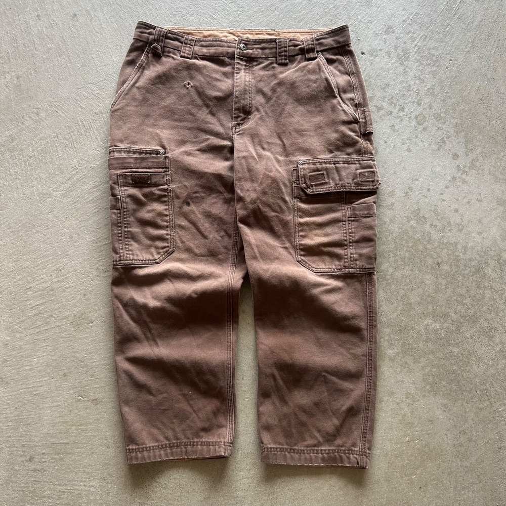 Duluth Trading Co Cargo Pants Size 38x28 Brown Straight Leg Canvas Workwear